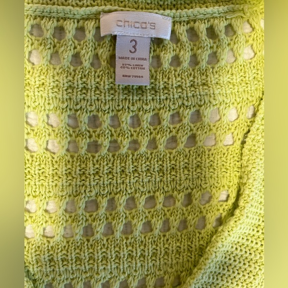 Chico’s lime green mesh sweater. - Picture 3 of 4